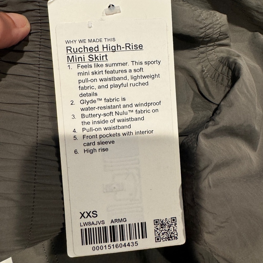 NWT Lululemon High-Rise Ruched Mini Skirt in Army Green - Picture 5 of 8